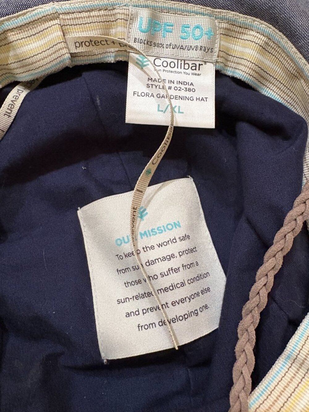 NWOT Coolibar Women's Flora Gardening Sun Hat UPF 50+ Sz L/XL - Picture 3 of 5